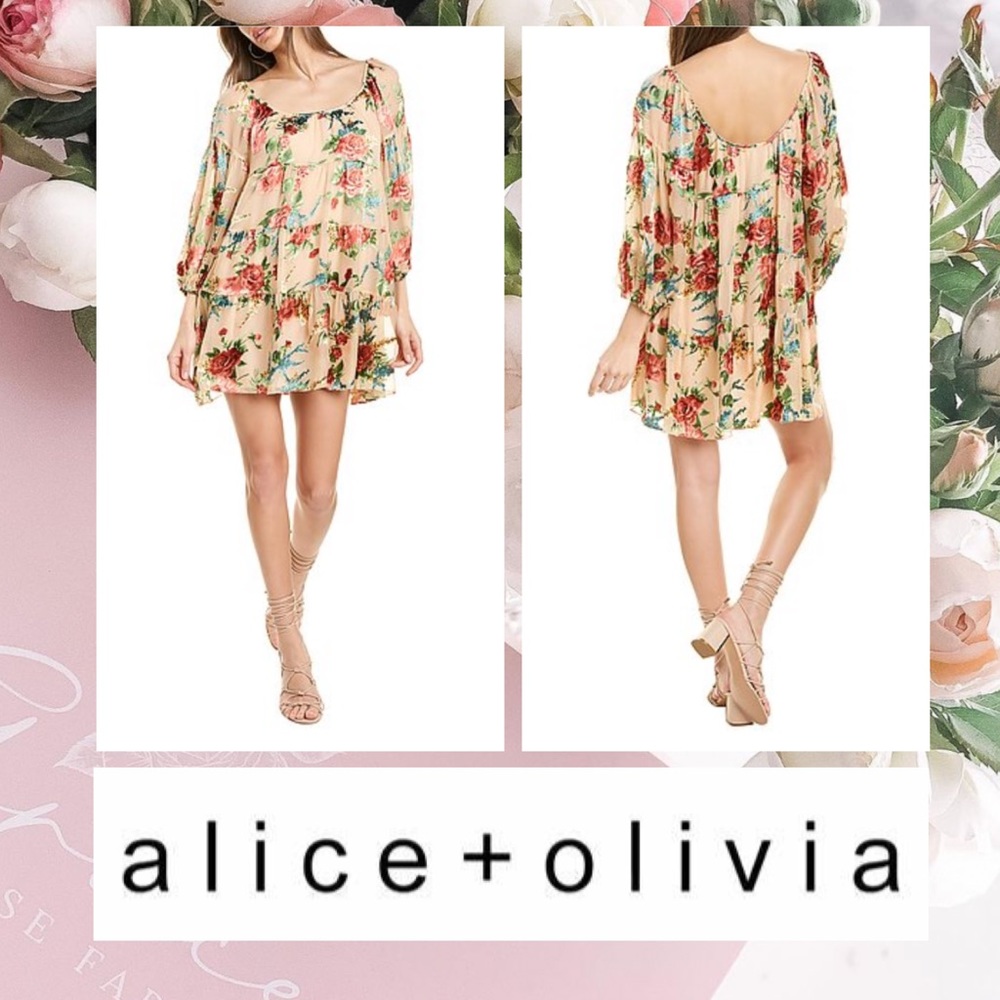Alice + Olivia Rowen Tiered Silk Tunic Dress Small NWT